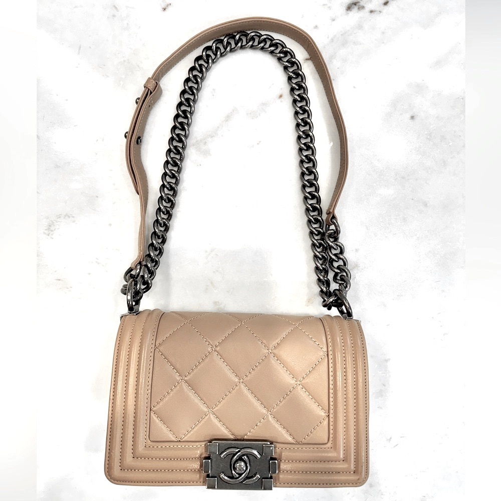 Camel Quilted Lambskin Leather bag - Picture 2 of 11